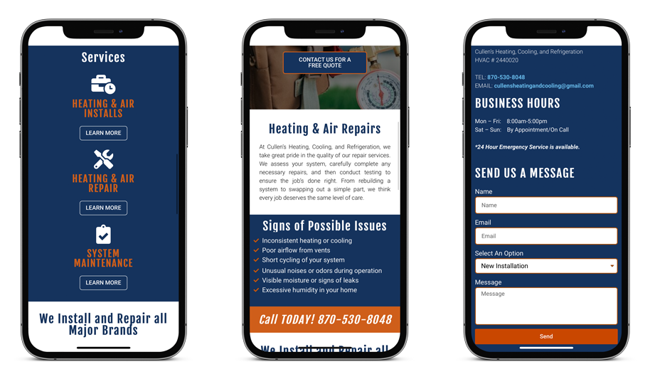 Cullen's Heating & Cooling — work sample 2