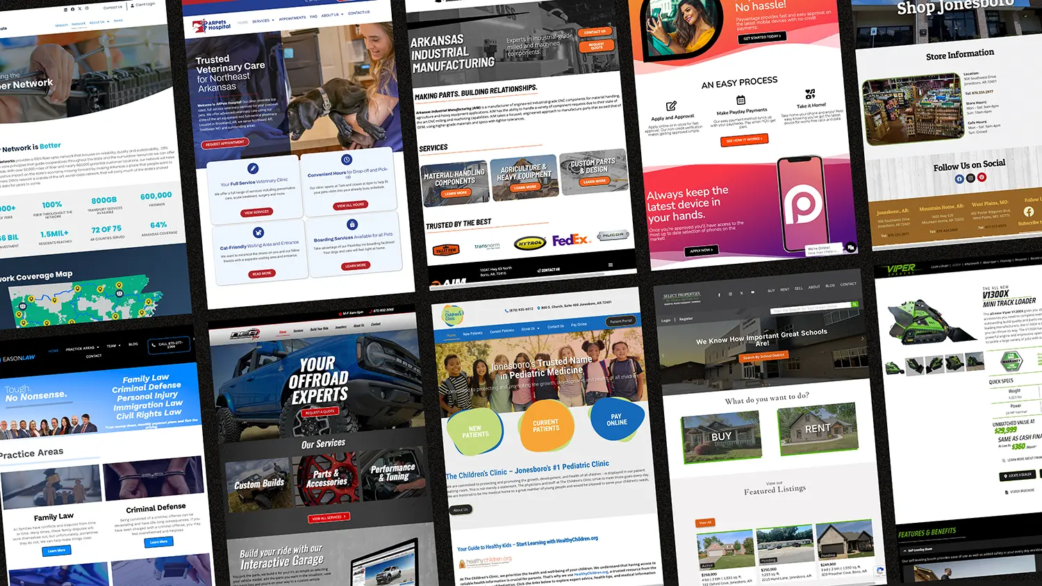 Web Design + Development portfolio collage